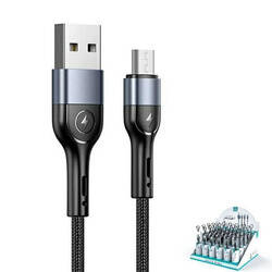 USAMS Kabel pleciony U55 2A micro USB 1szt. for set U55 czarny/black 1m SJ450ZJ01 (US-SJ450) SJ450USBSG01