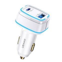 USAMS Ład. sam. 1xUSB+1xUSB-C C24 120W (only head) Fast Charge biały/white CC142TC02 (US-CC142)