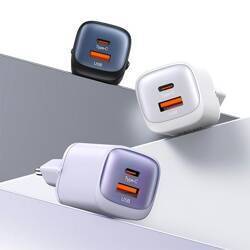 USAMS Ład. siec. CC254 30W GaN USB-C/USB-A Fast Charging HC Series biały/white CC254TC02