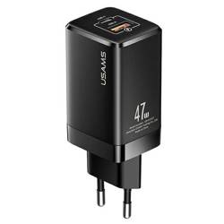 USAMS Ład. siec. T41 USB-C+USB GaN 47W PD+QC (only head) Fast Charging czarny/black CC137TC01 (US-CC137)
