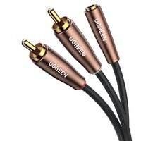 Ugreen kabel przewód audio 3,5 mm mini jack (żeński) - 2RCA (męski) 3m brązowy (AV198 60987)