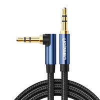 Ugreen kątowy kabel AUX 2 x mini jack 3,5 mm 1m niebieski (AV112)