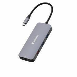 Verbatim Adapter Hub USB-C - HDMI/        3xUSB-A/SD/microSD/2xUSB-C/Eternet aluminiowy/aluminum 32152