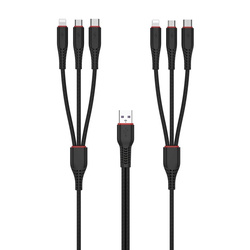 XO kabel NB196 6w1 USB - 2x Lightning + USB-C + microUSB 1,2m 3,5A / 2 m 2,5A czarny