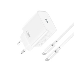 XO ładowarka sieciowa CE15 PD 20W 1x USB-C biała + kabel USB-C - USB-C