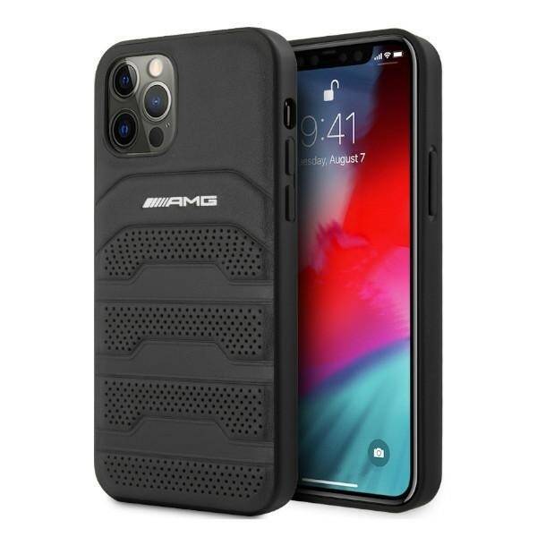 AMG AMHCP12LGSEBK IPHONE 12 PRO MAX 6,7" CZARNY/BLACK HARDCASE LEATHER DEBOSSED LINES