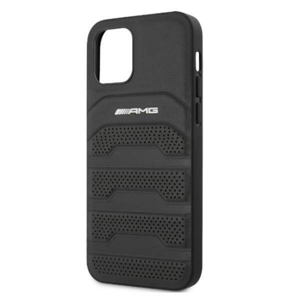 AMG AMHCP12LGSEBK IPHONE 12 PRO MAX 6,7" CZARNY/BLACK HARDCASE LEATHER DEBOSSED LINES