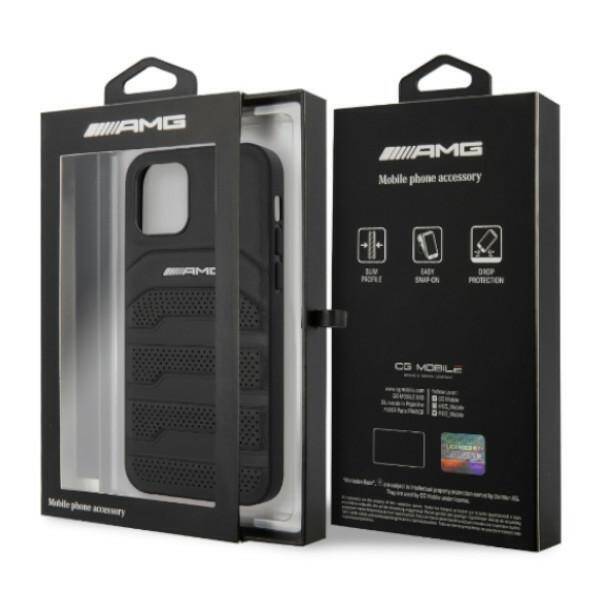 AMG AMHCP12LGSEBK IPHONE 12 PRO MAX 6,7" CZARNY/BLACK HARDCASE LEATHER DEBOSSED LINES