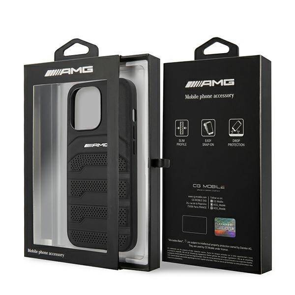 AMG AMHCP13LGSEBK IPHONE 13 PRO / 13 6,1" CZARNY/BLACK HARDCASE LEATHER DEBOSSED LINES