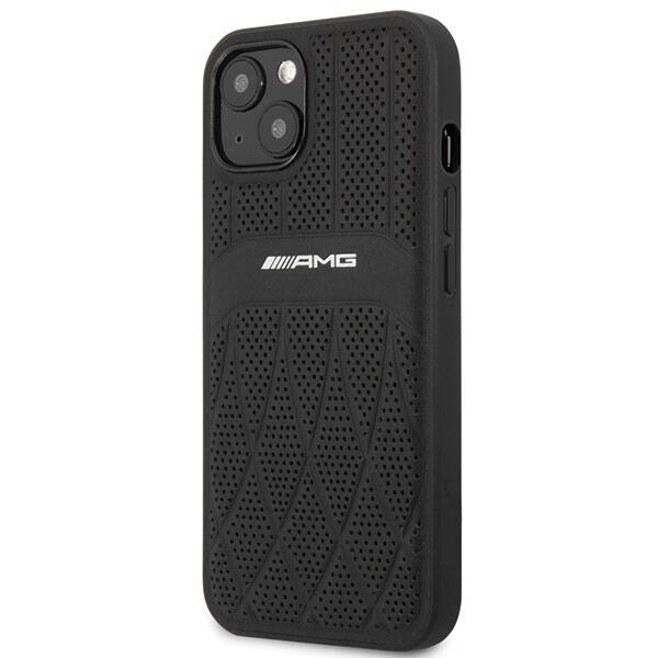 AMG AMHCP13MOSDBK IPHONE 13 / 14 / 15 6.1" CZARNY/BLACK HARDCASE LEATHER CURVED LINES