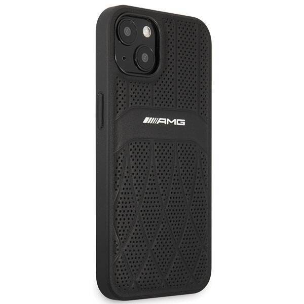 AMG AMHCP13MOSDBK IPHONE 13 / 14 / 15 6.1" CZARNY/BLACK HARDCASE LEATHER CURVED LINES