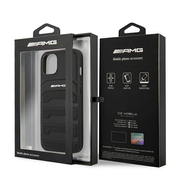 AMG AMHCP13SGSEBK iPhone 13 mini 5,4"  czarny/black hardcase Leather Debossed Lines