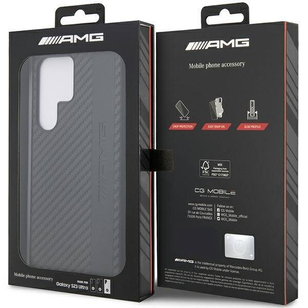 AMG AMHCS23LBLSCA S23 Ultra S918  czarny/black hardcase Carbon Stripe&Embossed