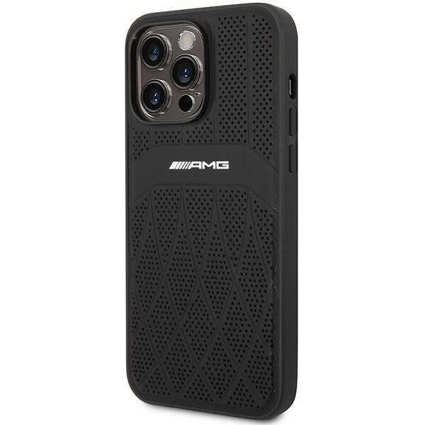 AMG AMHMP14XOSDBK IPHONE 14 PRO MAX 6,7" CZARNY/BLACK HARDCASE LEATHER CURVED LINES MAGSAFE