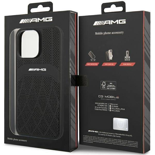 AMG AMHMP14XOSDBK IPHONE 14 PRO MAX 6,7" CZARNY/BLACK HARDCASE LEATHER CURVED LINES MAGSAFE