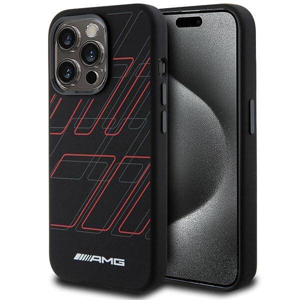 AMG AMHMP15L23SSPK IPHONE 15 PRO 6.1" CZARNY/BLACK HARDCASE SILICONE LARGE RHOMBUSES PATTERN MAGSAFE