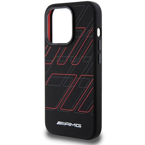 AMG AMHMP15L23SSPK IPHONE 15 PRO 6.1" CZARNY/BLACK HARDCASE SILICONE LARGE RHOMBUSES PATTERN MAGSAFE