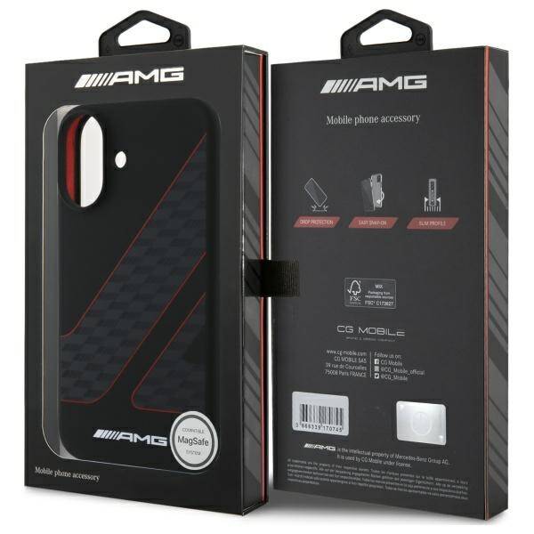 AMG AMHMP16S2SCFR iPhone 16 6,1"          czarny/black hardcase Checkered Flag Pattern MagSafe