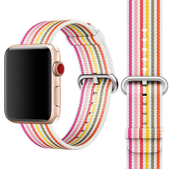 APPLE STRAP WOVEN NYLON MRHD2ZM/A MATERIAŁOWY PASEK DO APPLE WATCH 42MM PINK STRIPE ORYGINALNA PLOMBA 