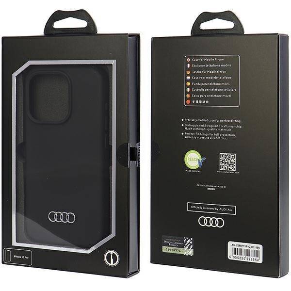 AUDI SILICONE CASE IPHONE 15 PRO 6.1" CZARNY/BLACK HARDCASE AU-LSRIP15P-Q3/D1-BK