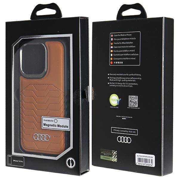 Audi Synthetic Leather MagSafe iPhone 14 Pro 6.1" brązowy/brown hardcase AU-TPUPCMIP14P-GT/D3-BN