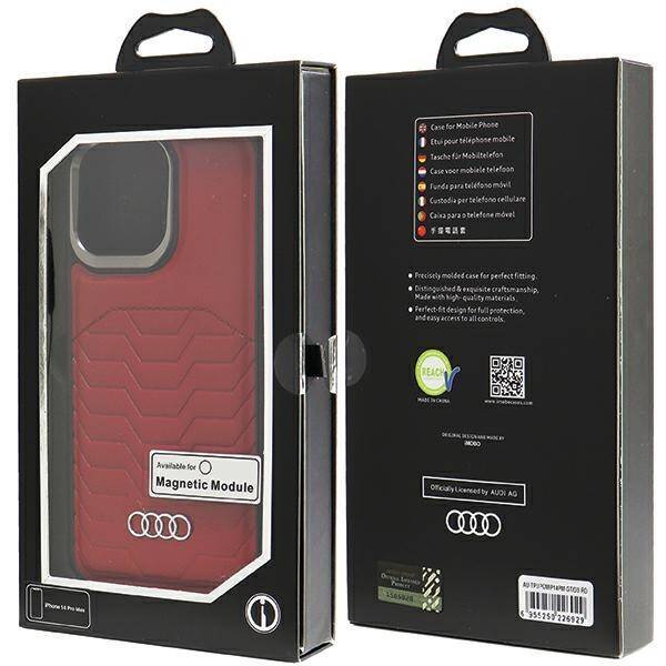 Audi Synthetic Leather MagSafe iPhone 14 Pro Max 6.7" czerwony/red hardcase AU-TPUPCMIP14PM-GT/D3-RD