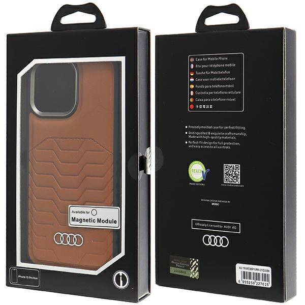 Audi Synthetic Leather MagSafe iPhone 15  Pro Max 6.7" brązowy/brown hardcase AU-TPUPCMIP15PM-GT/D3-BN