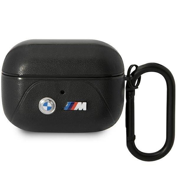 BMW BMAP22PVTK AIRPODS PRO COVER CZARNY/BLACK LEATHER CURVED LINE