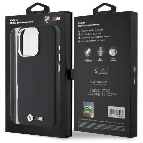 BMW BMHCP16L23PMWK iPhone 16 Pro 6.3"     czarny/black hardcase M Smooth Full Wrapped Metal