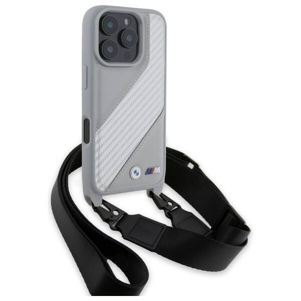 BMW BMHCP16L23PSCCG iPhone 16 Pro 6.3"    szary/grey hardcase M Edition Carbon Stripe & Strap