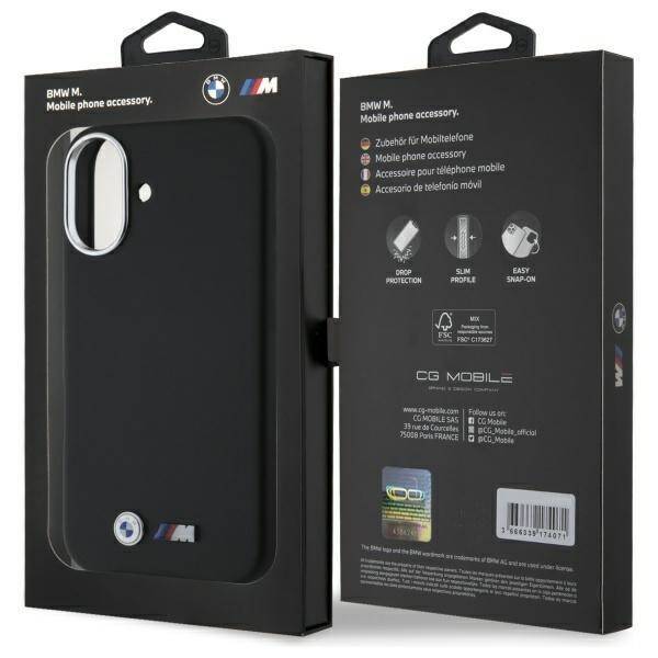 BMW BMHCP16S23PMWK iPhone 16 6.1"         czarny/black hardcase M Smooth Full Wrapped Metal