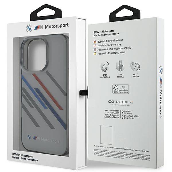 BMW BMHCP16X23HTRAG iPhone 16 Pro Max     6.9" szary/grey hardcase Motorsport IML Random Stripes