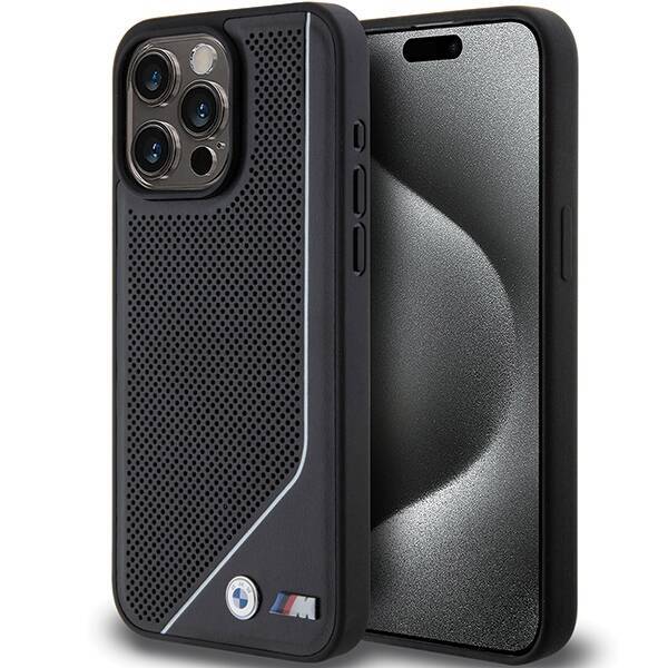 BMW BMHMP15L23PUCPK iPhone 15 Pro 6.1" czarny/black hardcase Perforated Twisted Line MagSafe