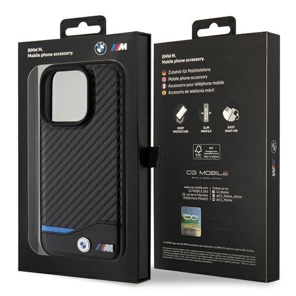 BMW BMHMP15X22NBCK iPhone 15 Pro Max  6.7" czarny/black hardcase Leather Carbon MagSafe