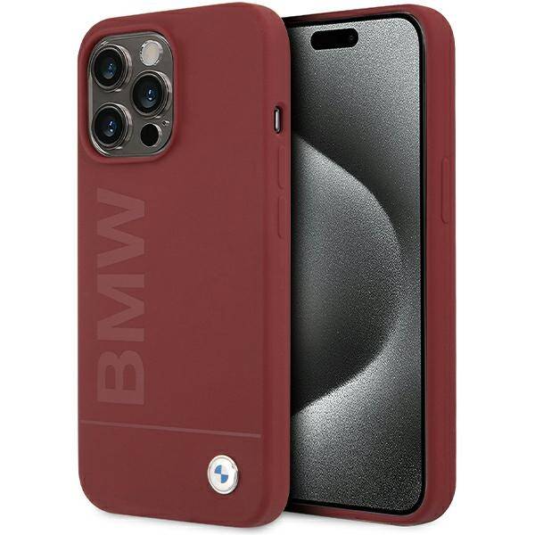 BMW BMHMP15XSLBLRE IPHONE 15 PRO MAX 6.7" CZERWONY/RED HARDCASE SILICONE BIG LOGO MAGSAFE