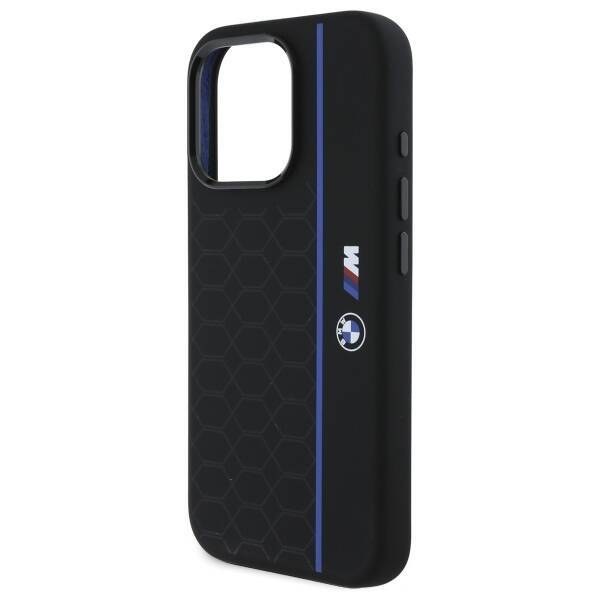 BMW BMHMP16L23SHEB iPhone 16 Pro 6.3"     czarny/black hardcase Silicone Hexagon Blue Line MagSafe