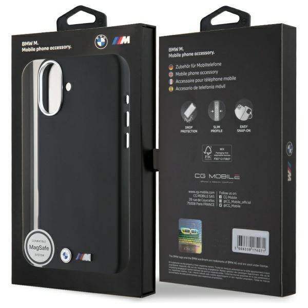 BMW BMHMP16M23PMWK iPhone 16 Plus 6.7"    czarny/black hardcase M Smooth Full Wrapped Metal MagSafe