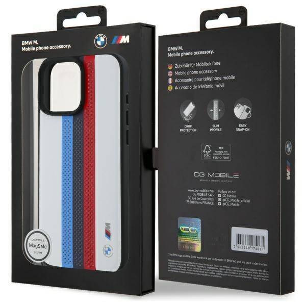 BMW BMHMP16X23PUPTH iPhone 16 Pro Max     6.9" biały/white hardcase M Perf. Tricolor Printed Stripes MagSafe