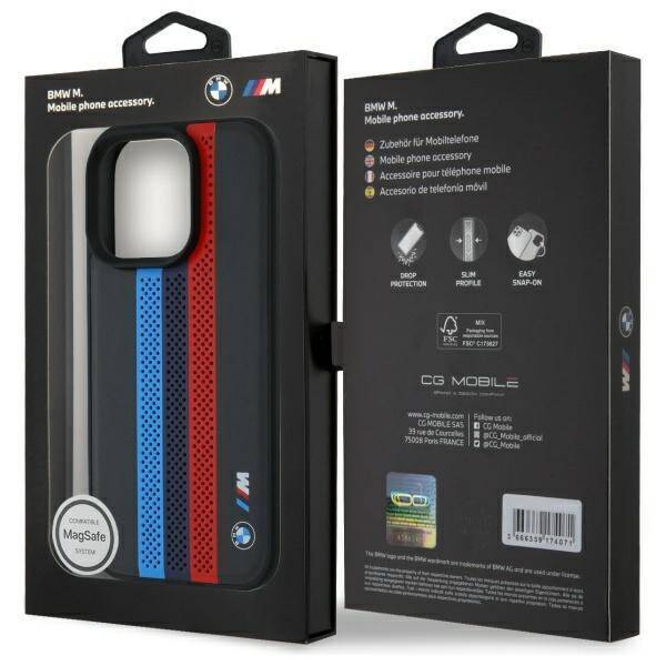 BMW BMHMP16X23PUPTK iPhone 16 Pro Max     6.9" czarny/black hardcase M Perf. Tricolor Printed Stripes MagSafe