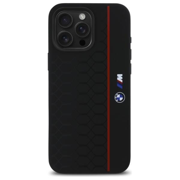 BMW BMHMP16X23SHER iPhone 16 Pro Max      6.9" czarny/black hardcase Silicone Hexagon Red Line MagSafe