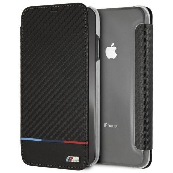 BMW BMTRBKI65PUCARTCBKIPHONE XS MAX BOOK CZARNY/BLACK CARBON TRICOLOR STRIPE