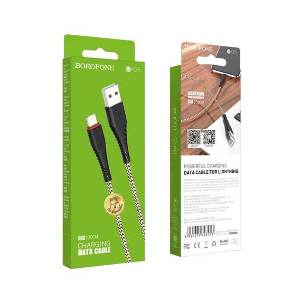 BOROFONE USB KABEL - BX25 2A LIGHTNING 1M CZARNY