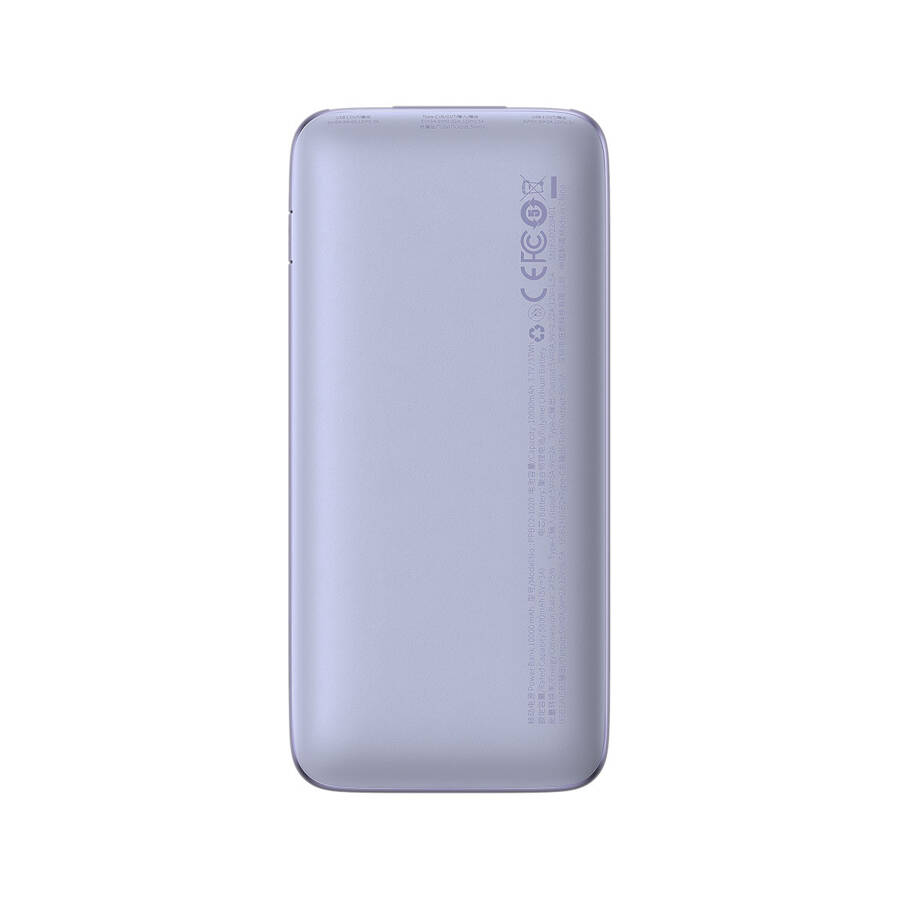 Baseus Bipow Pro powerbank 10000mAh 20W + kabel USB 3A 0.3m fioletowy (PPBD040105)