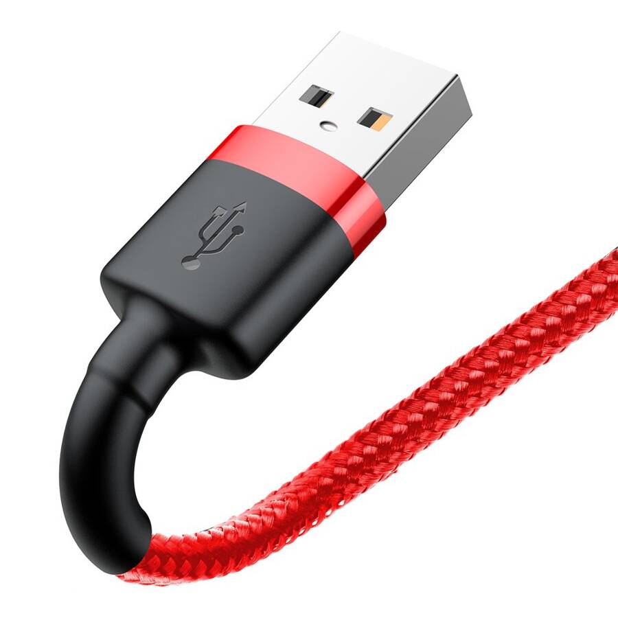 Baseus Cafule Cable wytrzymały nylonowy kabel przewód USB / Lightning QC3.0 2.4A 0,5M czerwony (CALKLF-A09)