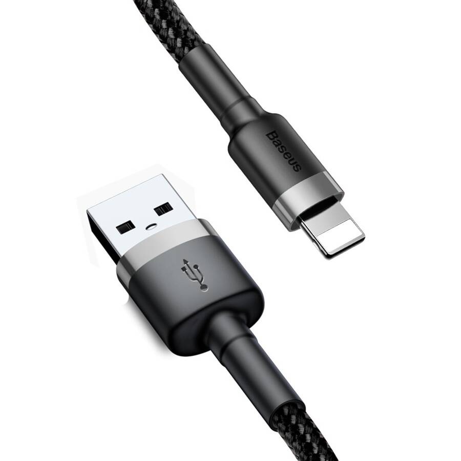 Baseus Cafule Cable wytrzymały nylonowy kabel przewód USB / Lightning QC3.0 2A 3M czarno-szary (CALKLF-RG1)