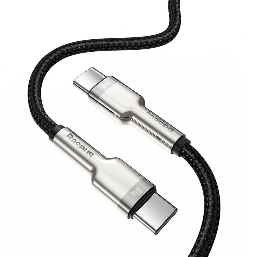 Baseus Cafule Metal Data kabel USB Typ C - USB Typ C 100 W (20 V / 5 A) Power Delivery 2 m czarny (CATJK-D01)