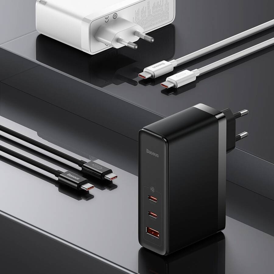 Baseus GaN5 Pro szybka ładowarka 2xUSB-C+USB 140W EU biała (CCGP100202)