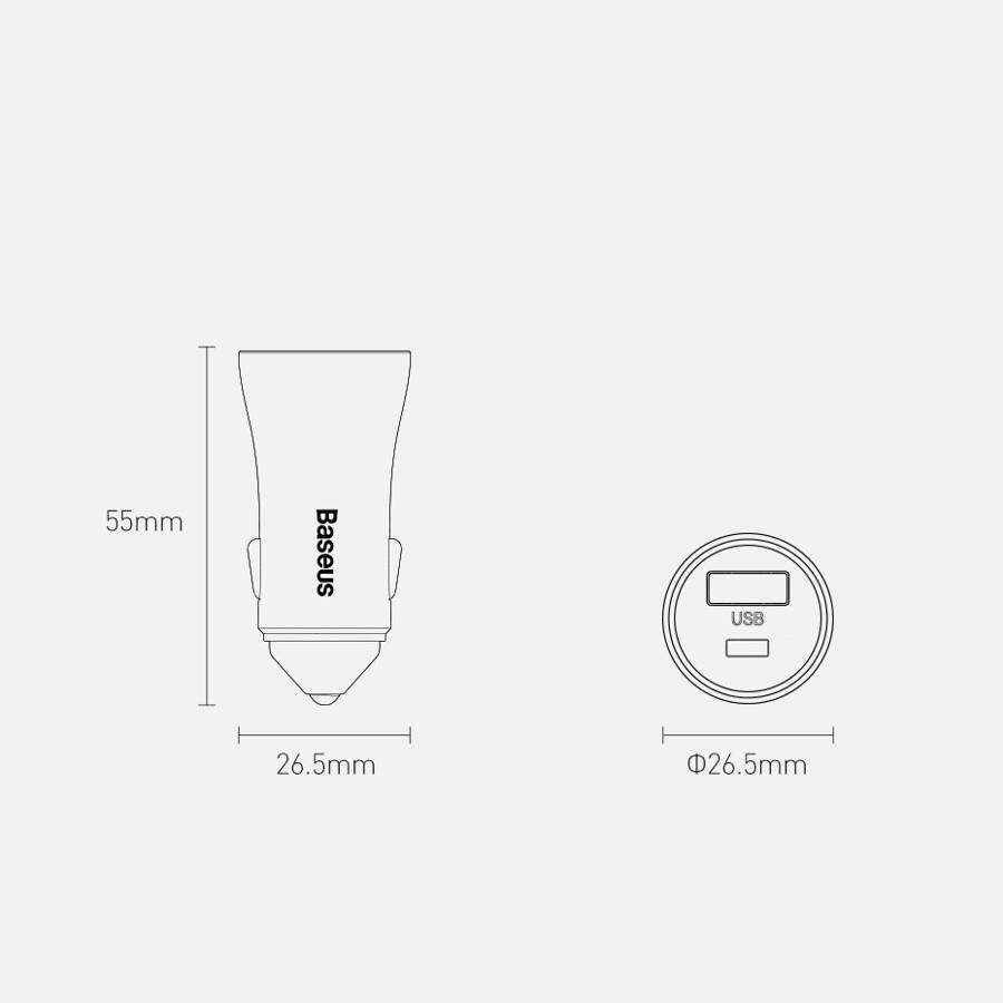 Baseus Golden Contactor Pro szybka ładowarka samochodowa USB Typ C / USB 40 W Power Delivery 3.0 Quick Charge 4+ SCP FCP AFC + kabel USB Typ C - Lightning niebieski (TZCCJD-03)