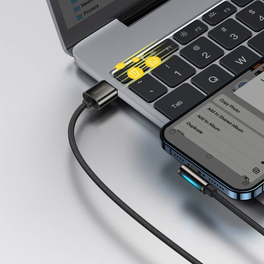 Baseus Legendary kątowy nylonowy kabel przewód USB - Lightning dla graczy 2,4A 1m czarny (CALCS-01)