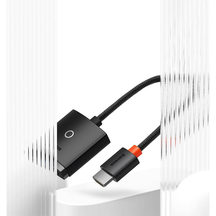 Baseus Lite Series przejściówka adapter HDMI do VGA + mini jack 3,5mm / zasilanie micro USB biały (WKQX010102)